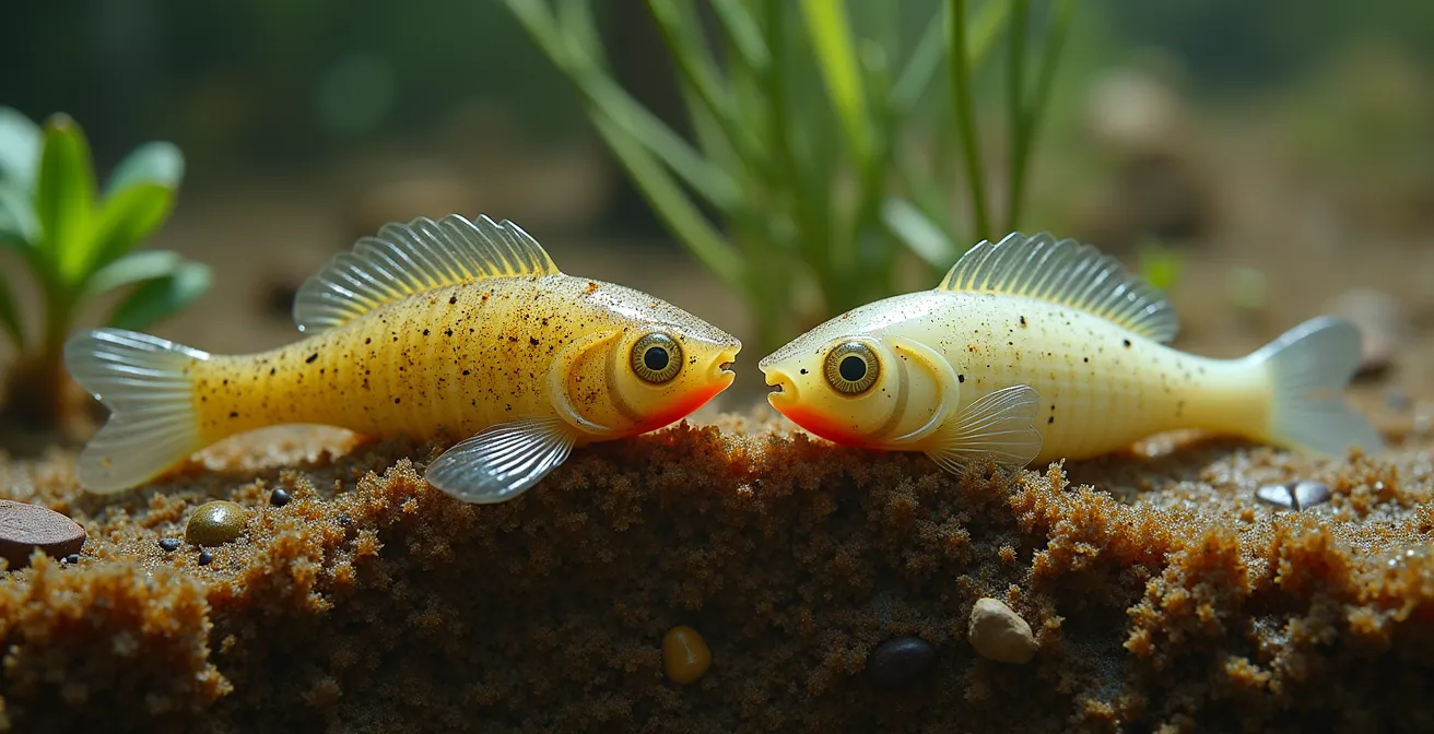 Time-lapse style visualization of biodegradable soft plastic baits breaking down in lake bottom environment
