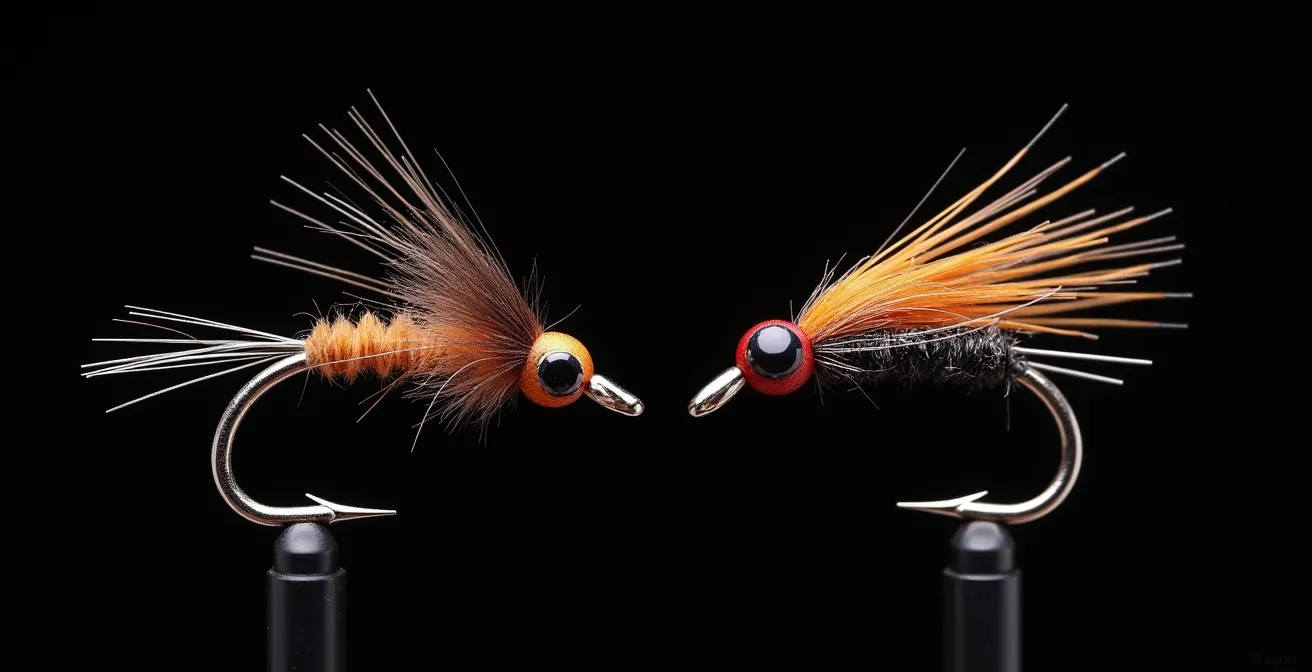 Extreme close-up comparison of hook gaps on different fly patterns