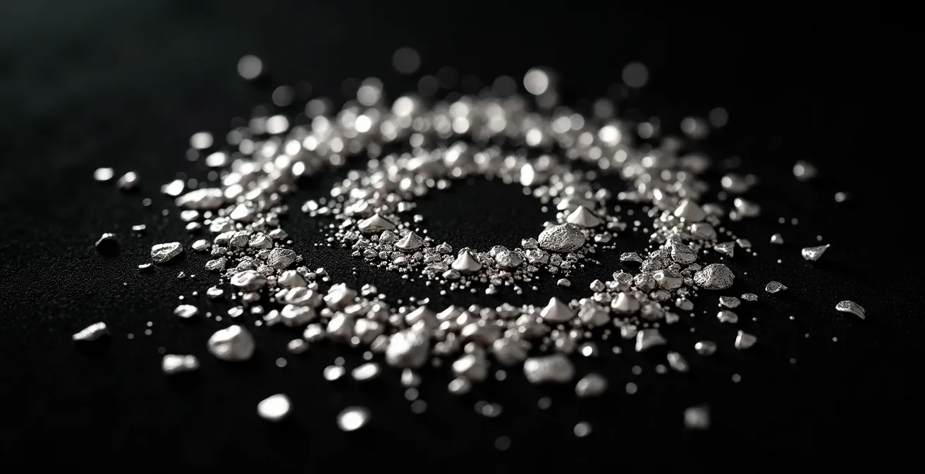 X-ray style visualization showing the widespread dispersion of tiny lead fragments throughout deer tissue after impact.